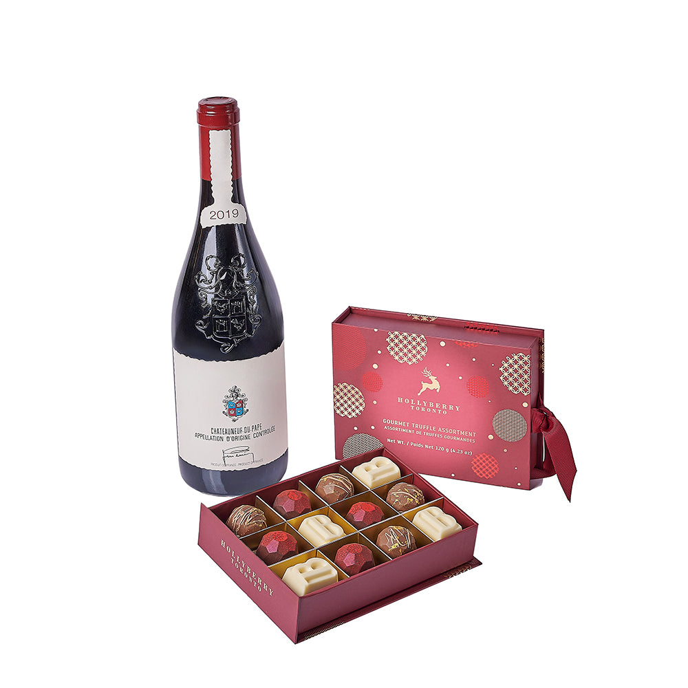 Christmas Wine & Chocolate Gift Set, wine gift, wine, chocolate gift, chocolate, christmas gift, christmas, New Jersey delivery