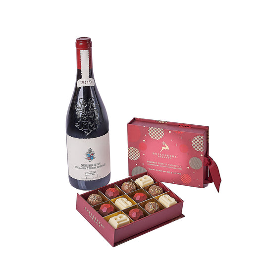 Christmas Wine & Chocolate Gift Set, wine gift, wine, chocolate gift, chocolate, christmas gift, christmas, New Jersey delivery