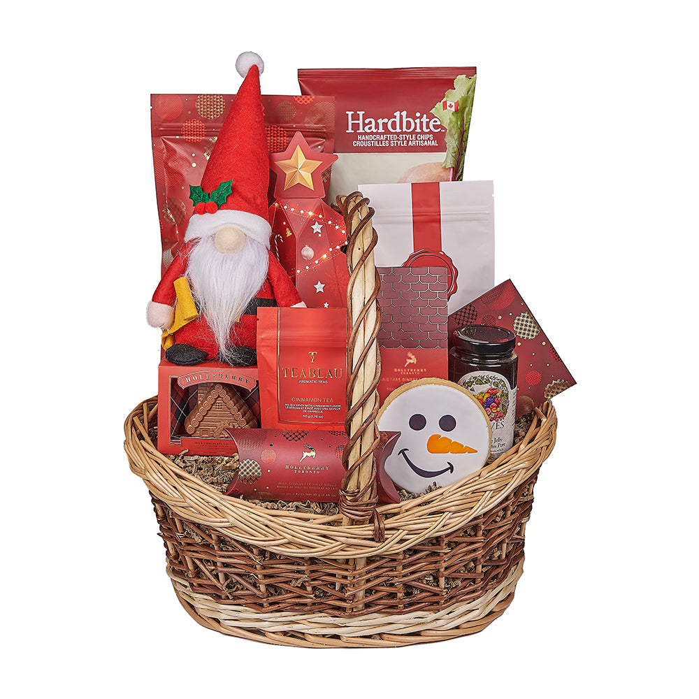 Christmastime Classy Snacking Basket, christmas gift, christmas, snacking gift, snacking, gourmet gift, gourmet, tea gift, tea, New Jersey delivery