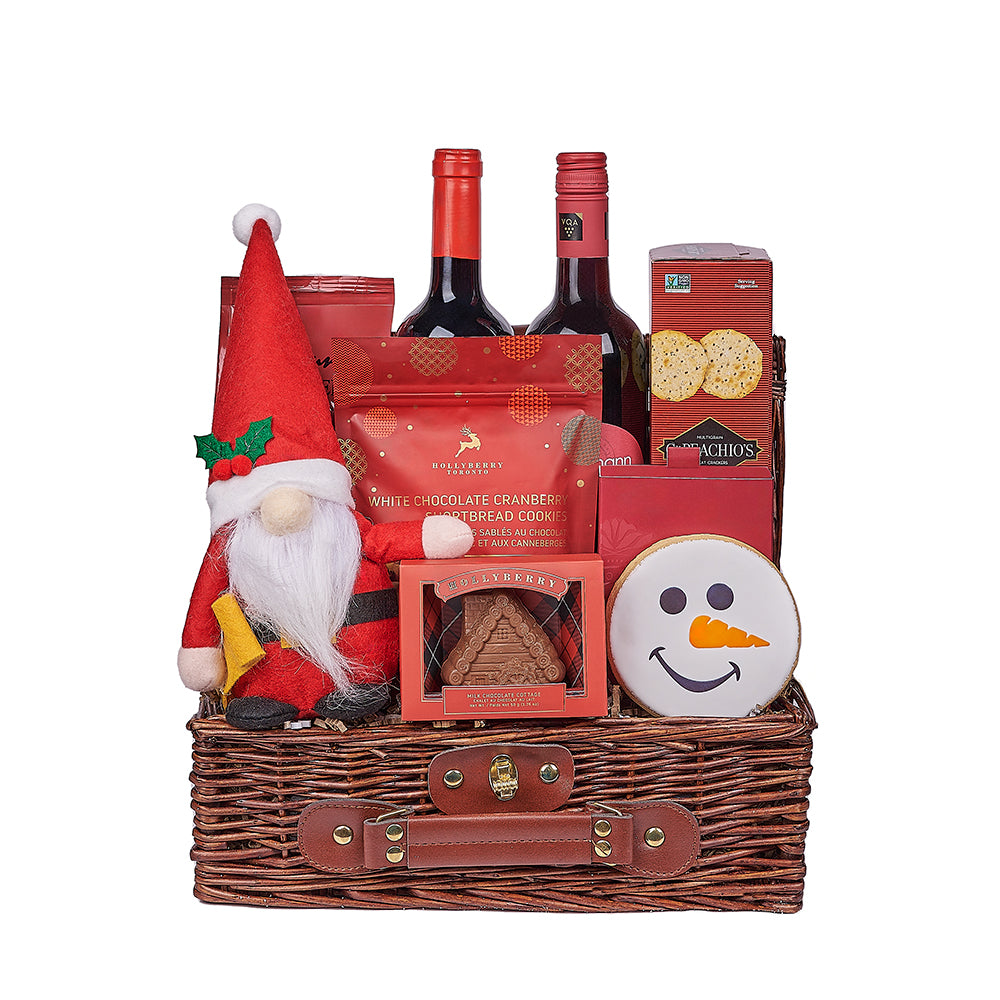 Gourmet Christmas Wine Duo Gift Basket, wine gift, wine, christmas gift, christmas, chocolate gift, chocolate, New Jersey delivery