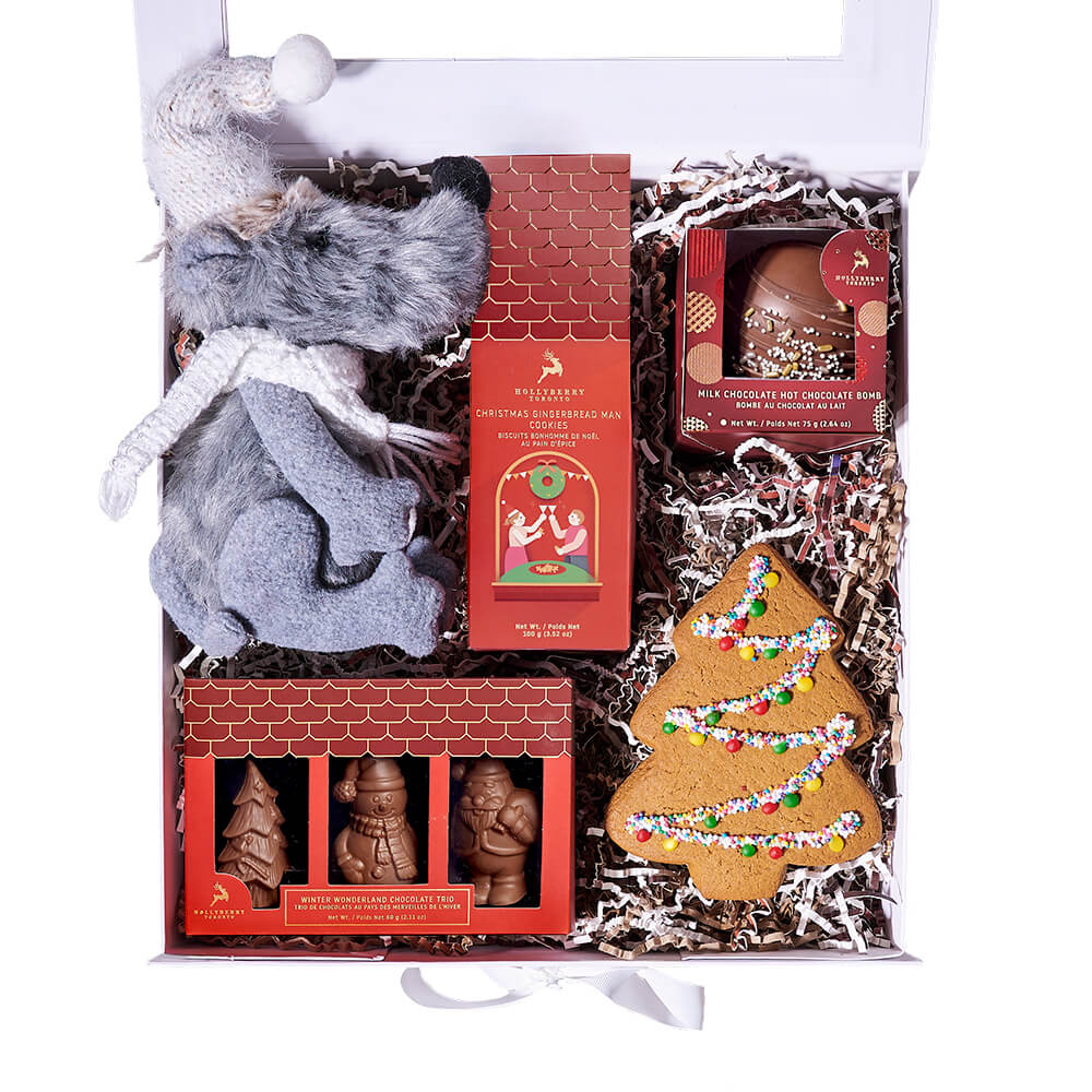 Holiday Mouse Gingerbread Box, christmas gift, christmas, holiday gift, holiday, gourmet gift, gourmet. New Jersey Blooms