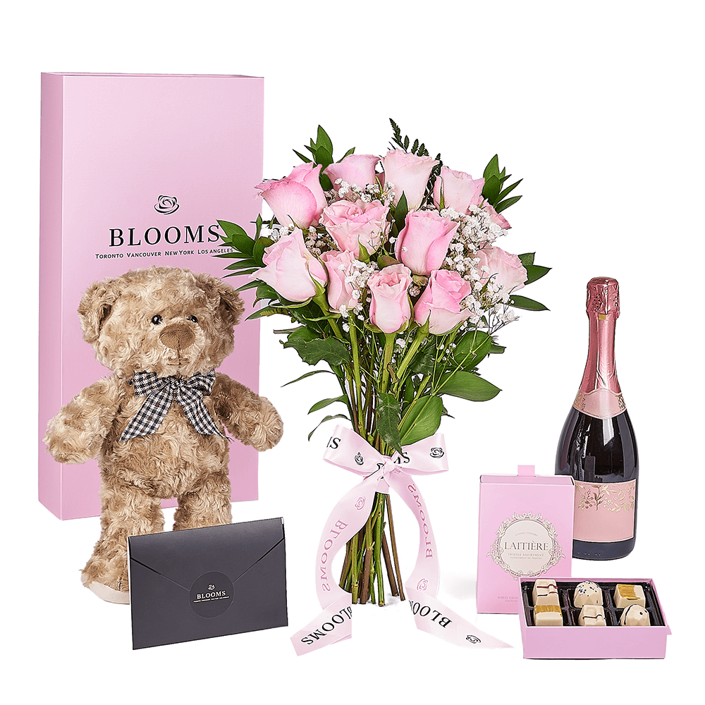 Mother’s Day Ultimate Pink Rose Gift Set – Mother’s Day Gifts – New Jersey delivery, champagne gift, champagne, sparkling wine gift, sparkling wine