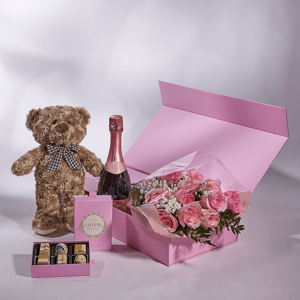 Mother’s Day Ultimate Pink Rose Gift Set – Mother’s Day Gifts – New Jersey delivery, champagne gift, champagne, sparkling wine gift, sparkling wine