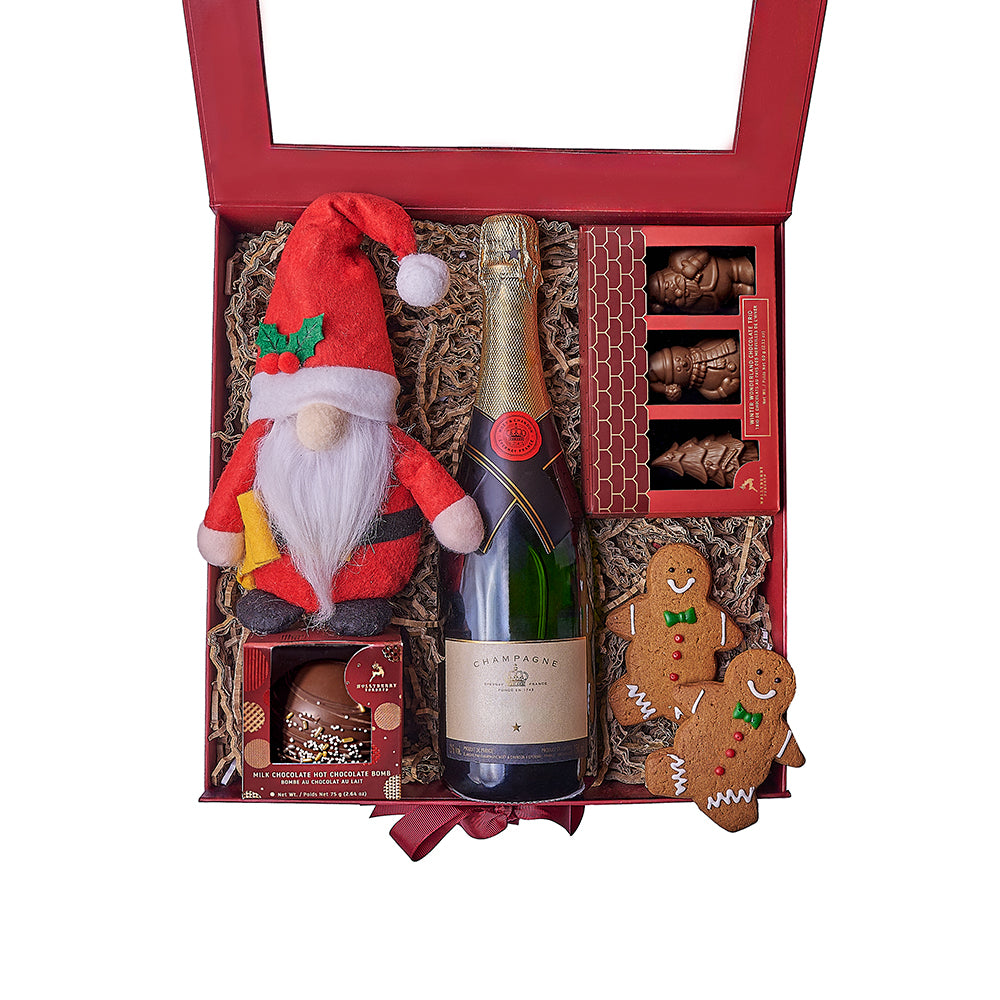Santa’s Bubbly Holiday Box, christams gift, christmas, chocolate gift, chocolate, champagne gift, champagne, sparkling wine gift, sparkling wine, New Jersey delivery