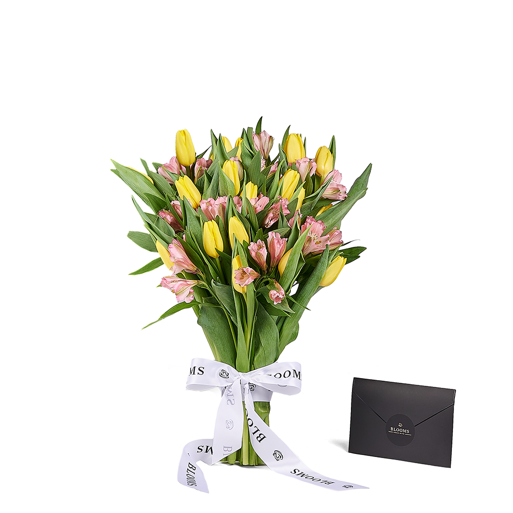 Spring Radiance Mixed Bouquet, tulip gift, tulips, flower gift, flower, seasonal flower gift, seasonal flower, New Jersey delivery