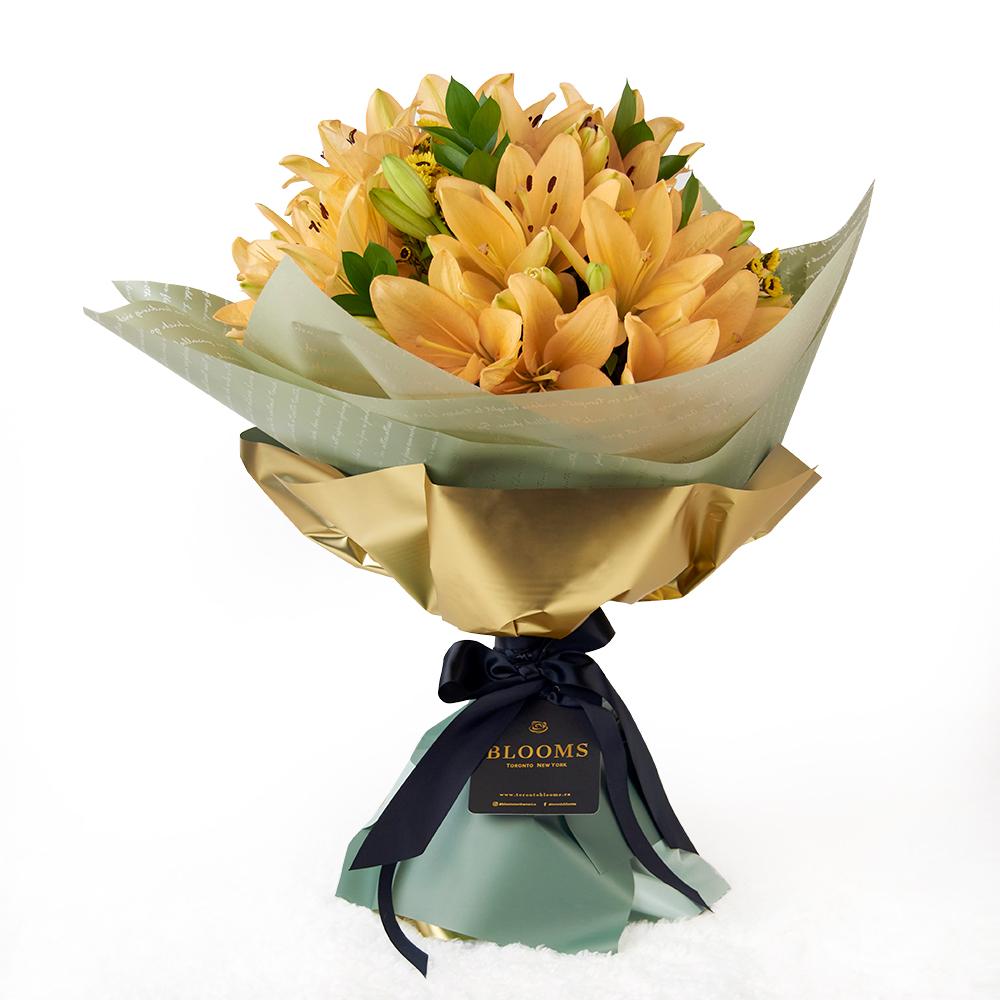 Amber Celebration Lily Bouquet - New Jersey Blooms - New Jersey Flower Delivery