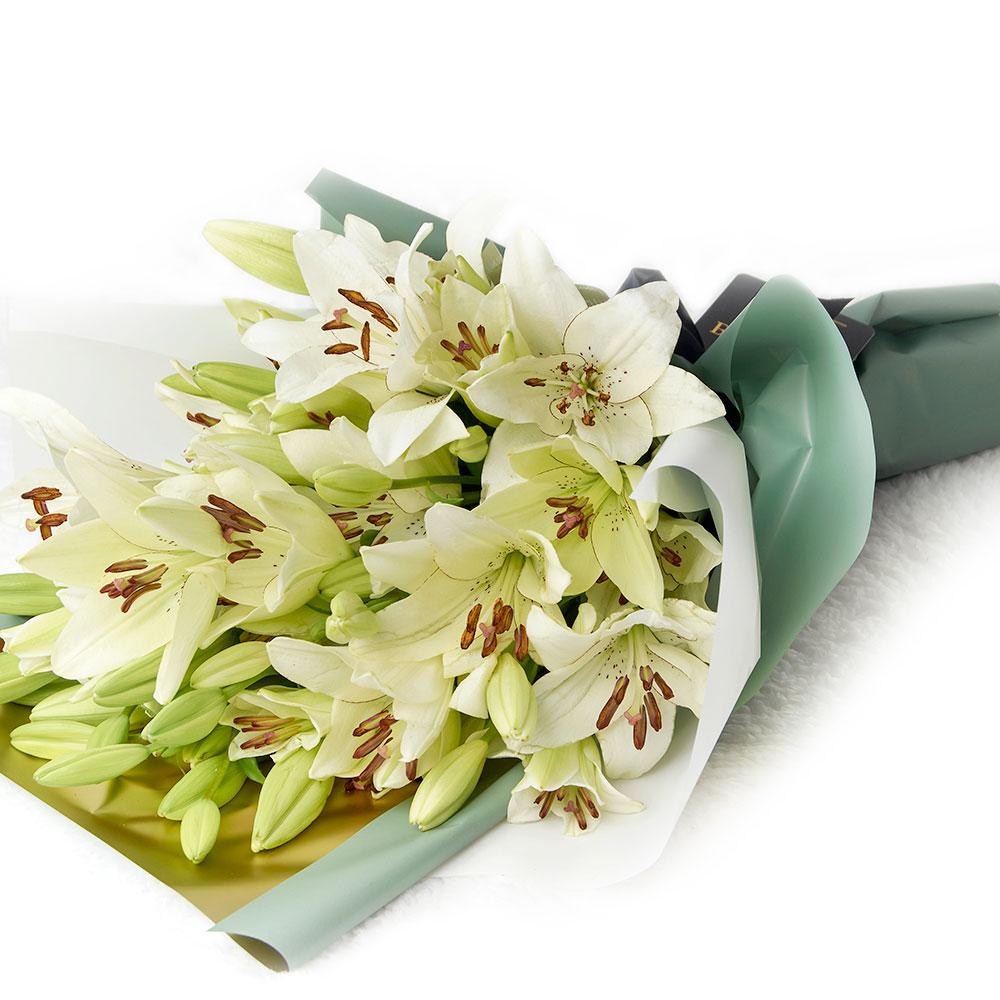 Crisp Snow Lily Bouquet - New Jersey Blooms - New Jersey Flower Delivery