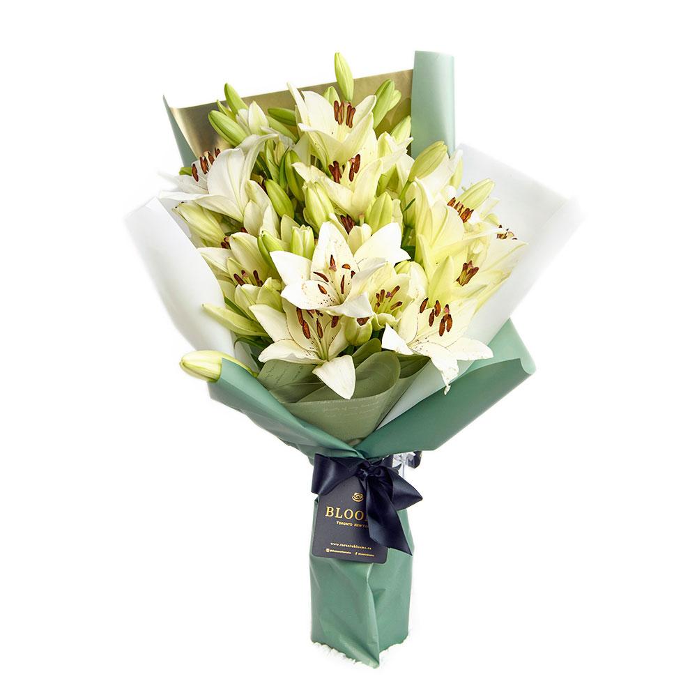 Crisp Snow Lily Bouquet - New Jersey Blooms - New Jersey Flower Delivery