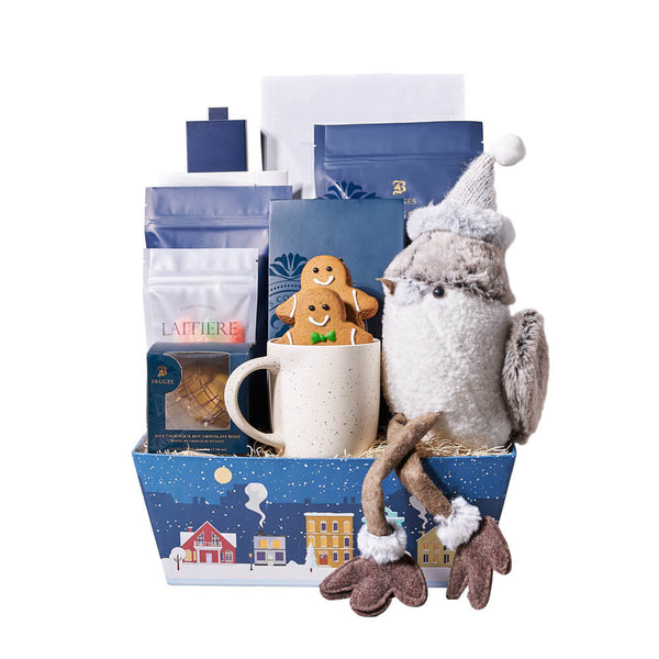 Festive Sparrow & Sweet Treat Gift Christmas gift baskets New Jersey delivery Blooms New