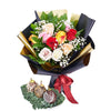 Fragrant & Fresh Floral Gourmet Gift Set, selection of roses in a variety of colors along with baby’s breath in a floral wrap and tied with designer ribbon, 3 Assorted chocolate dipped pears with various toppings, porcelain boat shape bowl, Mixed Floral Gifts from Blooms New Jersey - Same Day New Jersey Delivery.