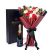 Valentine's Day 12 Stem Red & White Rose Bouquet With Box & Champagne, New Jersey Same Day Flower Delivery, red and white rose bouquet, sparkling wine, Valentine's Day gifts