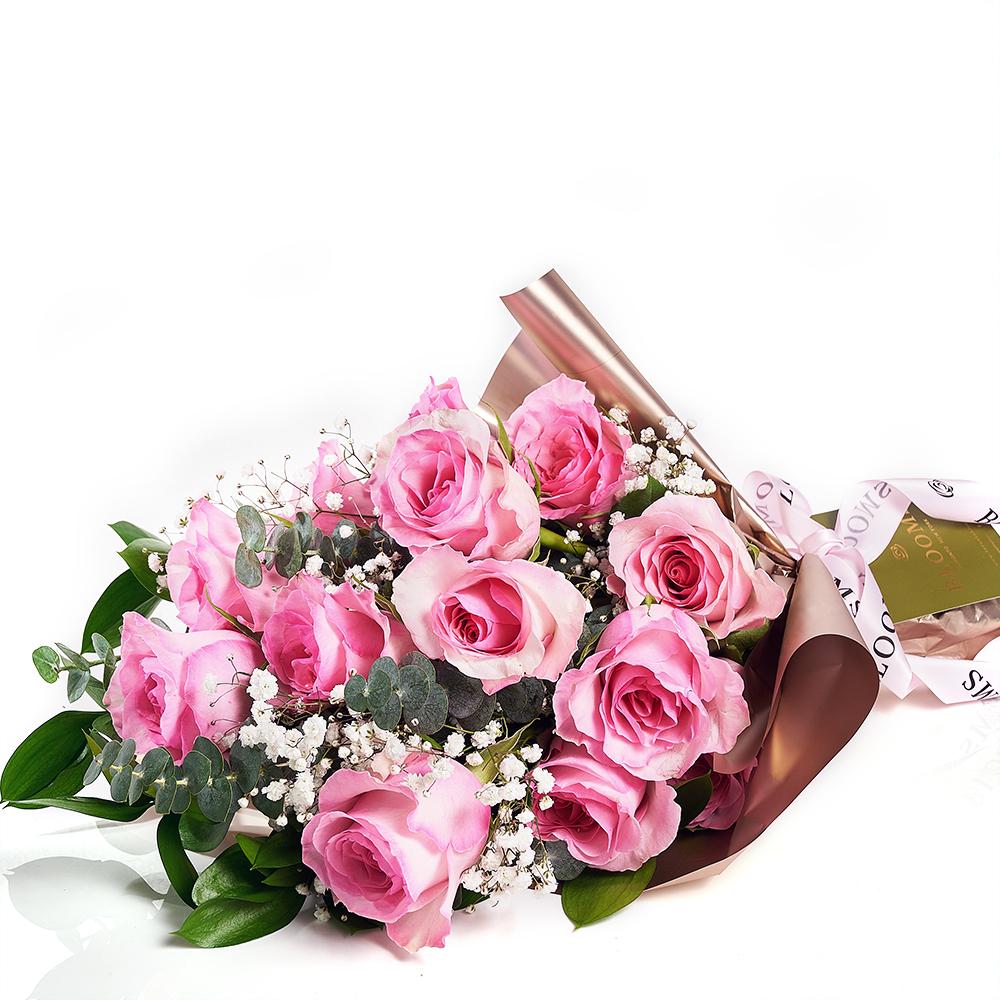 Mother's Day 12 Stem Pink Rose Bouquet - New Jersey Blooms - New Jersey Mother's Day Flower Delivery
