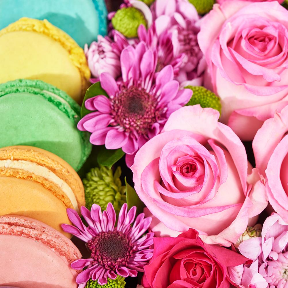 Complete Macaron & Flower Gift Box - New Jersey Blooms - New Jersey Mother's Day Gift Basket Delivery