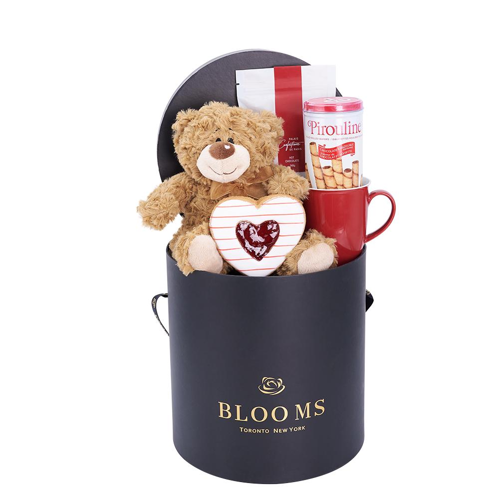 Mother's Dat Hot Chocolate & Teddy Gift Box - New Jersey Blooms - New Jersey Mother's Day Gift Box Delivery
