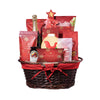 Gourmet Christmas Goodies Champagne Gift Basket, chocolate, champagne, champagne gift basket, gift basket, basket, gift, goodies, christmas, holiday, pretzel, popcorn, chips, shortbread, cookies, delivery