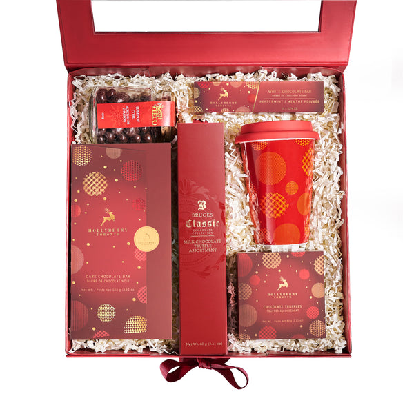Travel Cup & Holiday Chocolate Box Christmas gift baskets New Jersey delivery New Jersey