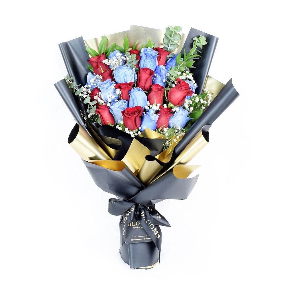 Prime Luxury Rose Bouquet - Red & Blue rose bouquet - New Jersey Blooms - New Jersey Flower Delivery