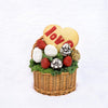 Valentine's Day Chocolate Dipped Strawberries & Cookie, 14 strawberries covered in dark chocolate and milk chocolate, a large heart-shaped cookie, and is packed in a woven wicker basket, Gourmet Gifts from Blooms New Jersey - Same Day New Jersey Delivery.