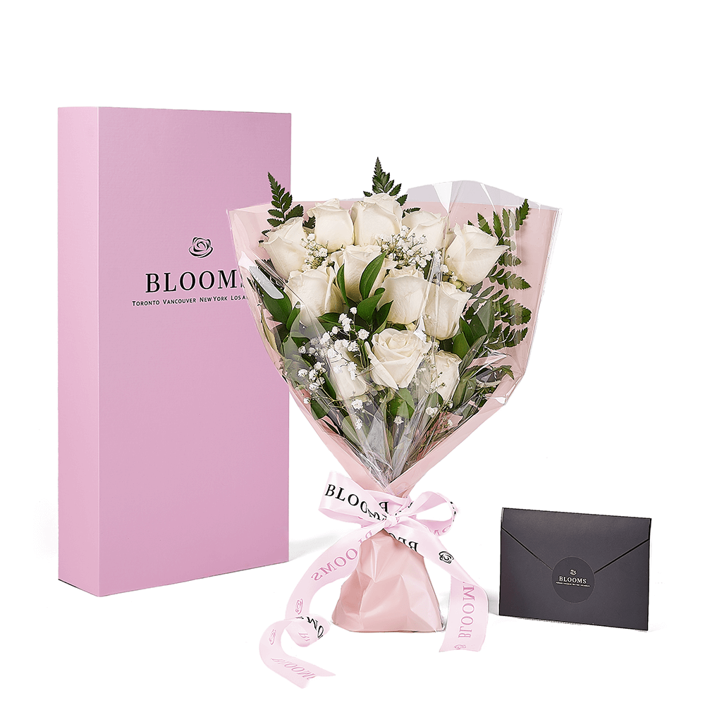 Enduring White Rose Bouquet &amp; Box, floral gifts, rose gifts, gifts, roses, New Jersey delivery