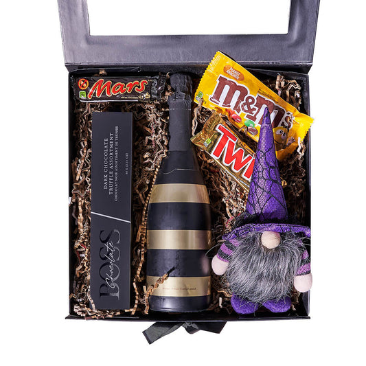 Halloween Champagne & Candy Box, champagne gift, champagne, sparkling wine gift, sparkling wine, gourmet gift, gourmet, halloween gift, halloween, candy gift, candy. New Jersey Blooms - New Jersey Delivery Blooms