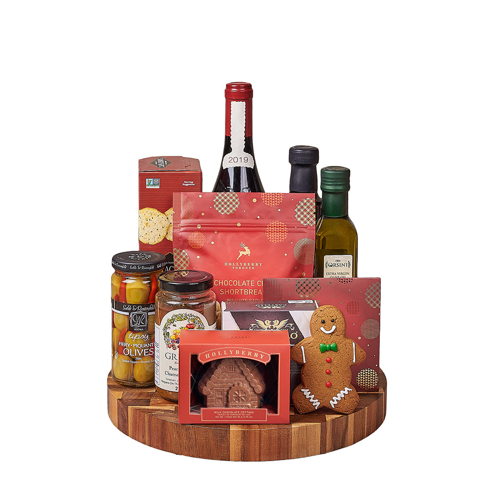 Holiday Wine & Appetizer Gift Set, wine gift, wine, chocolate gift, chocolate, christmas gift, christmas, New Jersey delivery