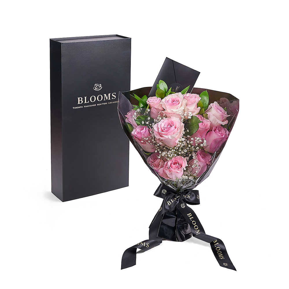 Valentine's Day 12 Stem Pink Rose Bouquet With Designer Box, Valentine's Day gifts, New Jersey Same Day Flower Delivery