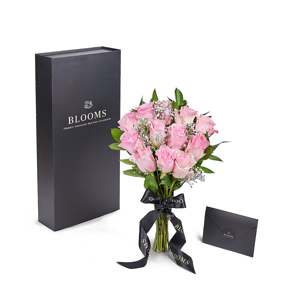 Valentine's Day 12 Stem Pink Rose Bouquet With Designer Box, Valentine's Day gifts, New Jersey Same Day Flower Delivery