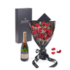 Valentine’s Day 12 Stem Red Rose Bouquet With Box & Champagne, Valentine's Day gifts, New Jersey Same Day Flower Delivery, sparkling wine gifts