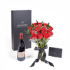 Valentine's Day 12 Stem Red Rose Bouquet With Box & Wine, Valentine's Day gifts, New Jersey Same Day Flower Delivery, wine gifts