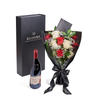 Valentine’s Day 12 Stem Red & White Rose Bouquet With Box & Wine, New Jersey Same Day Flower Delivery, Valentine's Day gifts, red and white rose bouquets, wine gifts