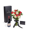 Valentine’s Day 12 Stem Red & White Rose Bouquet With Box & Wine, New Jersey Same Day Flower Delivery, Valentine's Day gifts, red and white rose bouquets, wine gifts