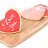 Valentine's Day Assorted Heart Cookies, comes with 3 heart-shaped cookies decorated with pink and red icing, featuring heartfelt messages, Baked Goods from Blooms New Jersey - Same Day New Jersey Delivery.