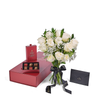 Valentine’s Day Dozen Red & White Rose Bouquet With Box & Chocolate, New Jersey Same Day Flower Delivery, red and white roses, truffles