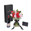 Valentine's Day 12 Stem Red & Pink Rose Bouquet With Box & Wine, New Jersey Same Day Flower Delivery, wine gifts