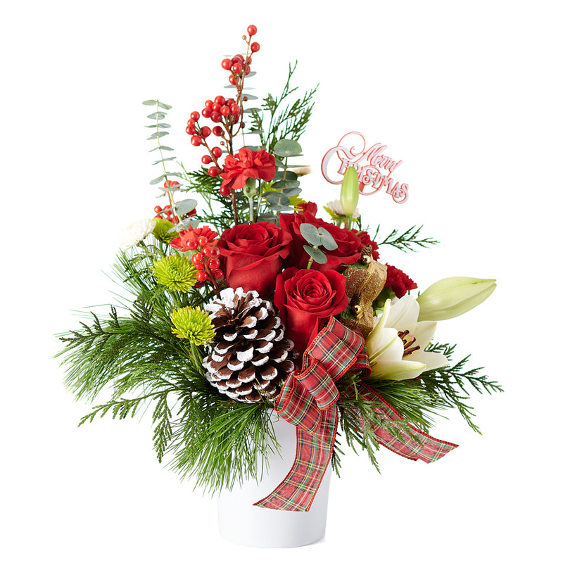 Very Merry Christmas Arrangement, Mixed flower arrangement,  holiday,  christmas,  Mixed Floral Arrangement,  Floral Arrangement,  Floral Gift,  Set 24006-2021, holiday arrangement delivery, delivery holiday arrangement, christmas flowers us, us christmas flowers, new jersey