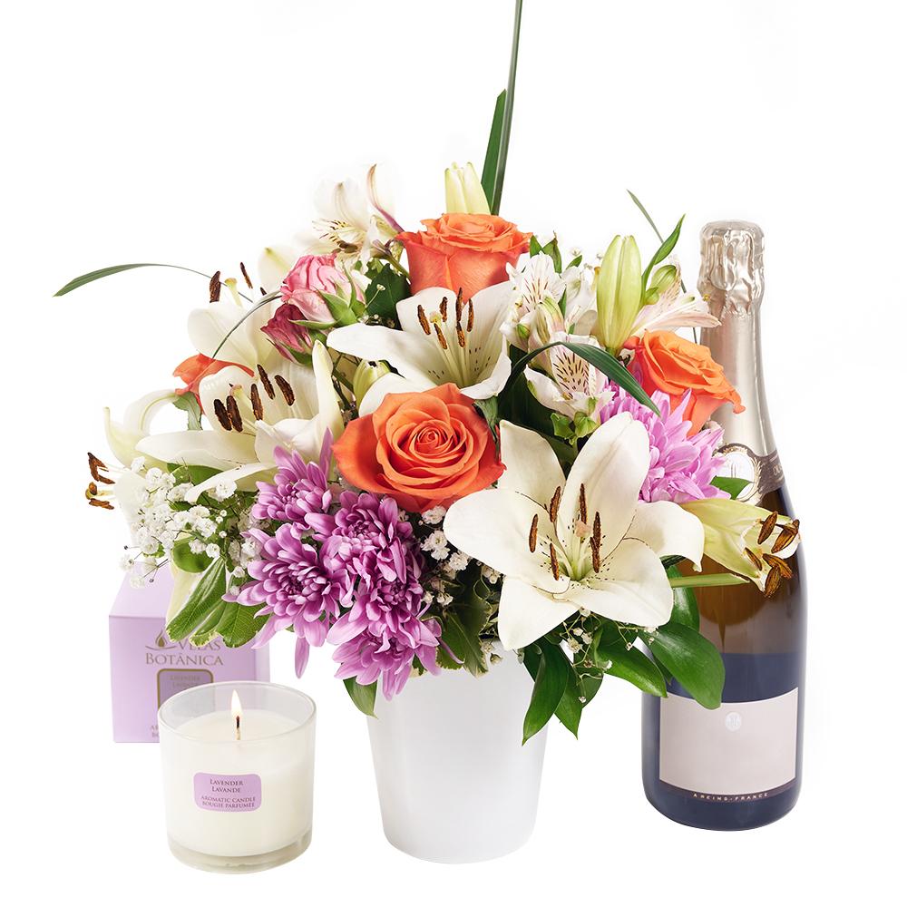 Beautifully Fragrant Flowers &amp; Champagne Gift - New Jersey Flower Delivery - New Jersey Blooms