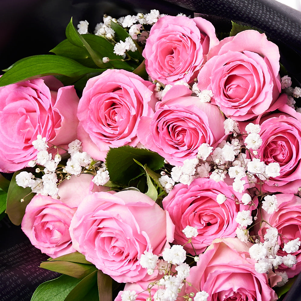 Valentines Day 12 Stem Pink Rose Bouquet – Valentine's Day Gifts ...