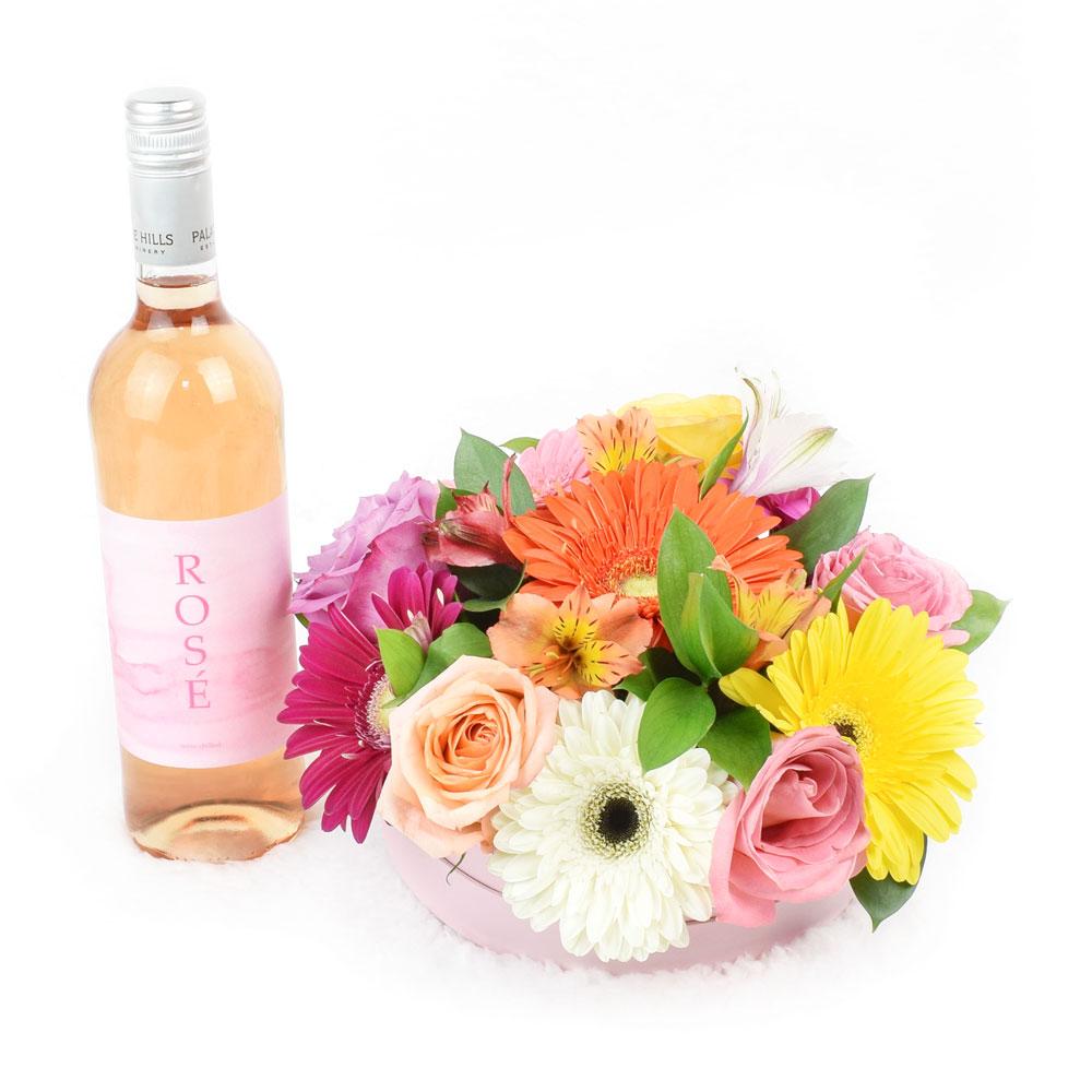 Celebrating Her Flower &amp; Wine Gift - New Jersey Blooms - New Jersey Flower Delivery