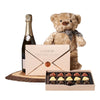 Champagne & Teddy Chocolate Gift, champagne gift, champagne, sparkling wine gift, sparkling wine, chocolate gift, chocolate, teddy bear gift, teddy bear, plush gift, plush, gourmet gift, gourmet