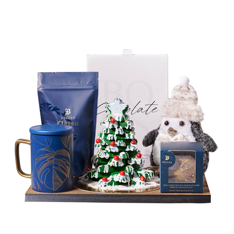 Chilly Penguin & Hot Chocolate Gift Board, hot chocolate gift, hot chocolate, holiday gift, holiday, christmas gift, christmas