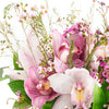 Dreaming of Orchids Flower Gift, cymbidium orchids and wax flowers gathered together in a wooden cart planter, Flower Gifts from Blooms New Jersey - Same Day New Jersey Delivery.