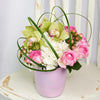 Follow Your Heart Mixed Arrangement, cymbidium orchids, hypericum berries, roses, daisies, and hydrangea gathered and placed in a standard ceramic planter, Mixed Floral Gifts from Blooms New Jersey - Same Day New Jersey Delivery.