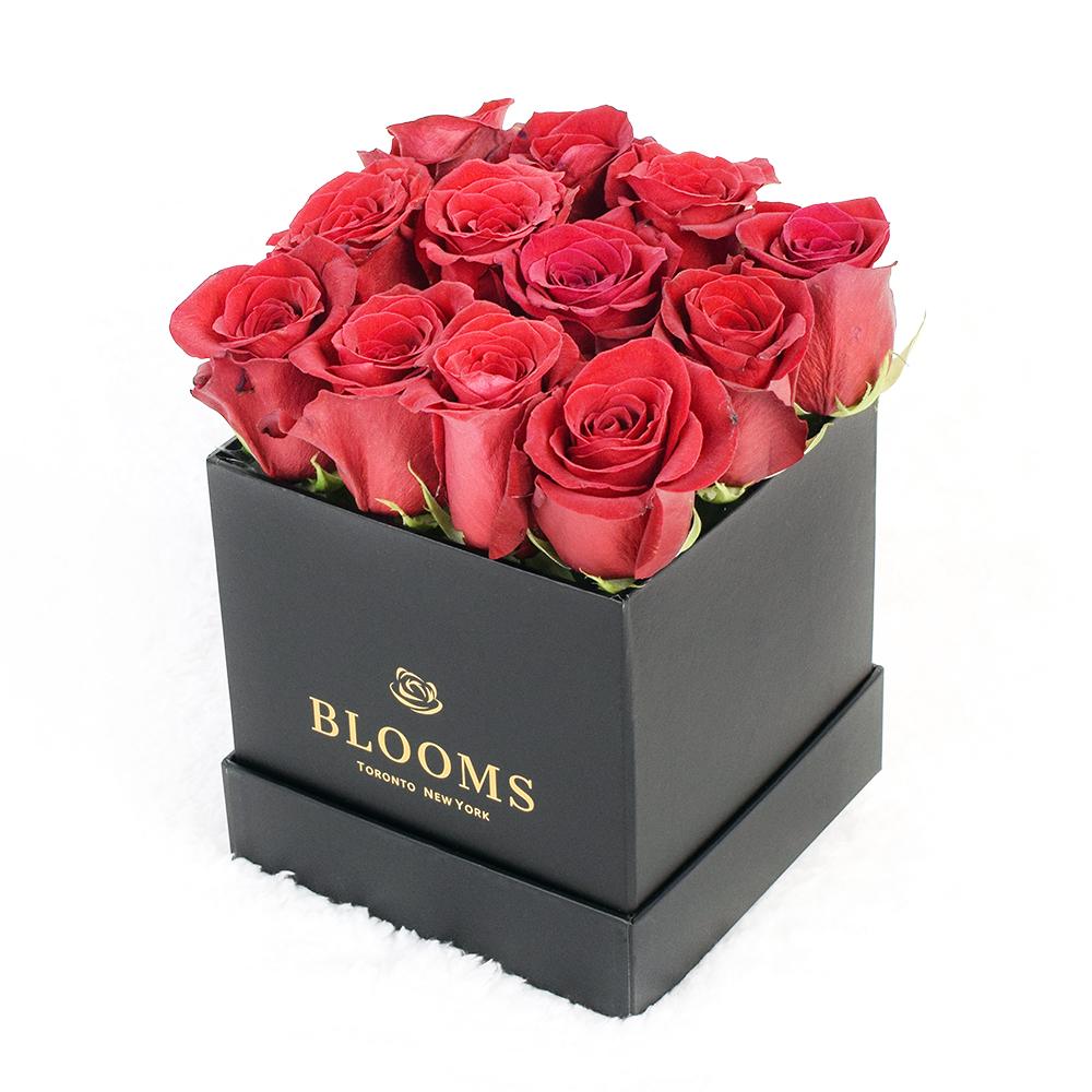 Full of Life Rose Hat Box - Red roses in a black hat box arrangement - New Jersey Blooms - New Jersey Flower Delivery