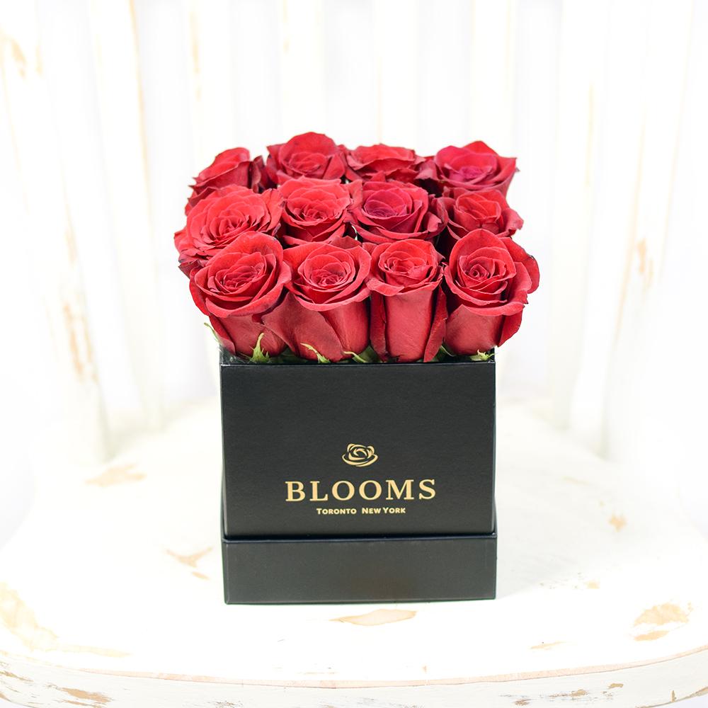 Full of Life Rose Hat Box - Red roses in a black hat box arrangement - New Jersey Blooms - New Jersey Flower Delivery
