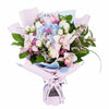 Graceful Blue Hydrangea Bouquet, cymbidium orchids, hydrangeas, roses, spray roses, and wax flowers in a floral wrap and tied with designer ribbon, Mixed Floral Gifts from Blooms New Jersey - Same Day New Jersey Delivery.
