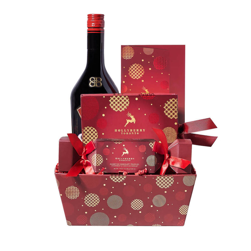 Holiday Liquor & Truffle Gift Tray, liquor gift baskets, Christmas gift baskets, gourmet gift baskets, holiday gifts, holiday, christmas gift, christmas, liquor gift, liquor, chocolate gift, chocolate
