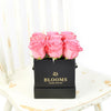 Impeccable Pink Rose Hat Box, pink roses in a square sleek black designer hat box, Flower Gifts from Blooms New Jersey - Same Day New Jersey Delivery.