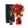 Valentine’s Day 12 Stem Red Rose Bouquet With Box & Champagne, Valentine's Day gifts, New Jersey Same Day Flower Delivery, sparkling wine gifts