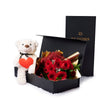 Valentine's Day 12 Stem Red Rose Bouquet With Box & Bear, Valentine's Day gifts, New Jersey Same Day Flower Delivery, plush gifts, rose gifts