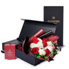 Valentine’s Day Dozen Red & White Rose Bouquet With Box & Chocolate, Valentine's Day gifts, New Jersey Same Day Flower Delivery